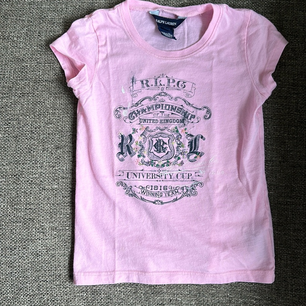Ralph Lauren Girls Pink Short Sleeve T-Shirt Size 5